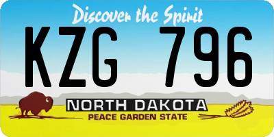 ND license plate KZG796