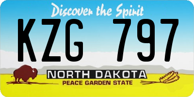 ND license plate KZG797
