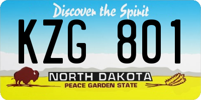 ND license plate KZG801