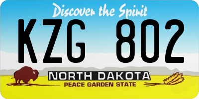 ND license plate KZG802