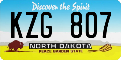 ND license plate KZG807