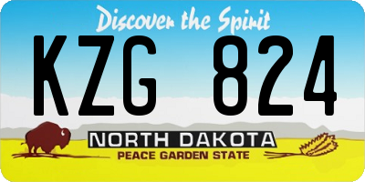 ND license plate KZG824