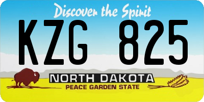 ND license plate KZG825