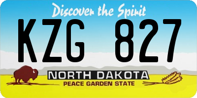 ND license plate KZG827