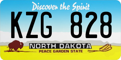 ND license plate KZG828