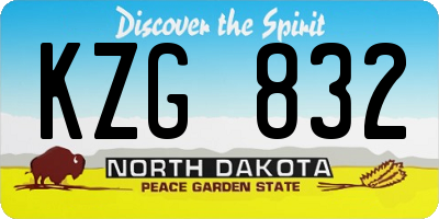 ND license plate KZG832