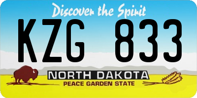 ND license plate KZG833