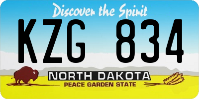 ND license plate KZG834