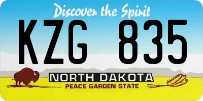 ND license plate KZG835