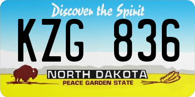 ND license plate KZG836