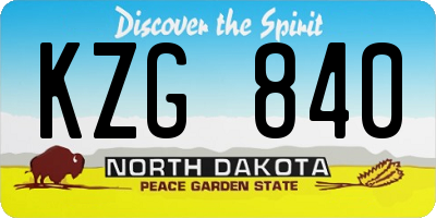 ND license plate KZG840