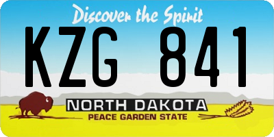 ND license plate KZG841