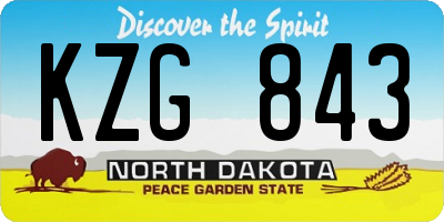 ND license plate KZG843