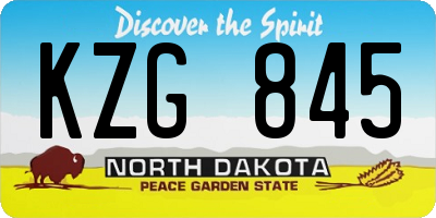 ND license plate KZG845