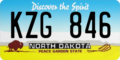 ND license plate KZG846