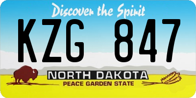 ND license plate KZG847