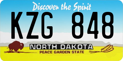 ND license plate KZG848