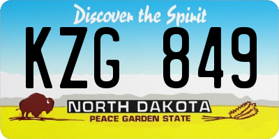 ND license plate KZG849
