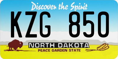 ND license plate KZG850