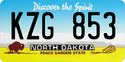 ND license plate KZG853