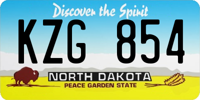 ND license plate KZG854