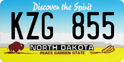 ND license plate KZG855