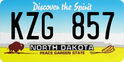 ND license plate KZG857
