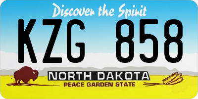 ND license plate KZG858
