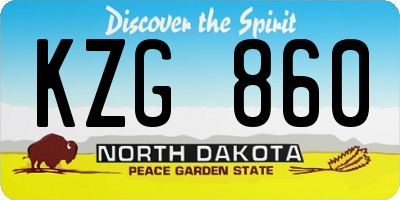 ND license plate KZG860