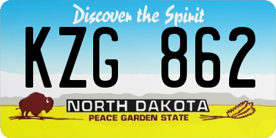 ND license plate KZG862