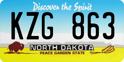 ND license plate KZG863