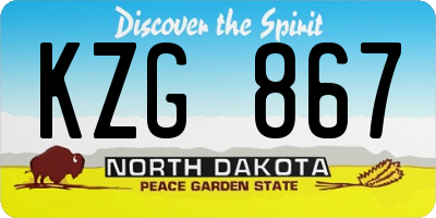ND license plate KZG867