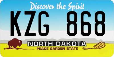 ND license plate KZG868