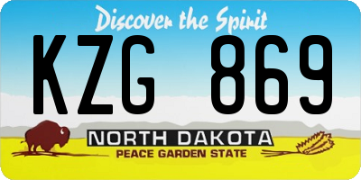 ND license plate KZG869