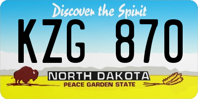 ND license plate KZG870