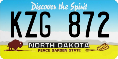 ND license plate KZG872