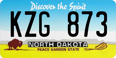 ND license plate KZG873