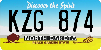 ND license plate KZG874