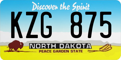 ND license plate KZG875