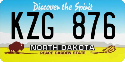 ND license plate KZG876