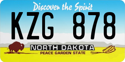 ND license plate KZG878