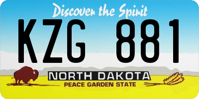 ND license plate KZG881