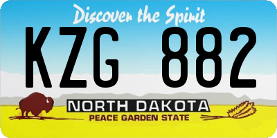 ND license plate KZG882