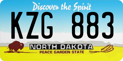 ND license plate KZG883