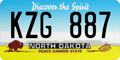 ND license plate KZG887