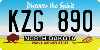 ND license plate KZG890
