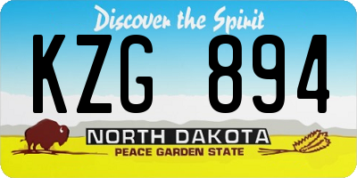 ND license plate KZG894