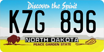 ND license plate KZG896