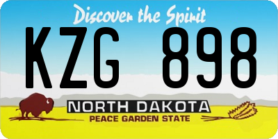ND license plate KZG898