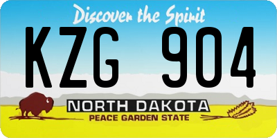 ND license plate KZG904